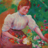 Woman With Flowers Diamond Painting