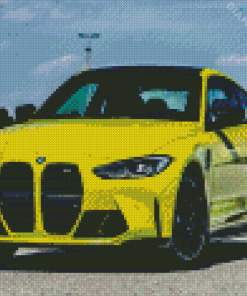 Yellow BMW M4 Car With Diamond Painting