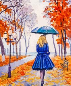 Aesthetic Lady Walking With Umbrella Diamond Painting