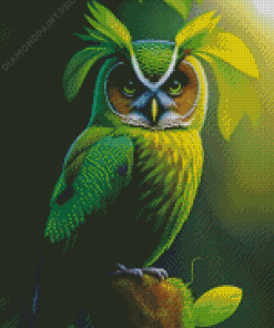 Green Owl Diamond Painting