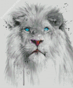 White Lion Splatter Diamond Painting