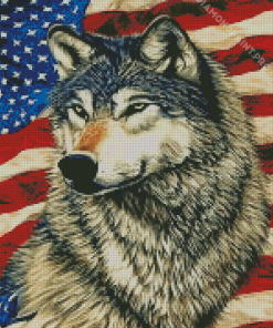 Wolf And American Flag Art Diamond Painting