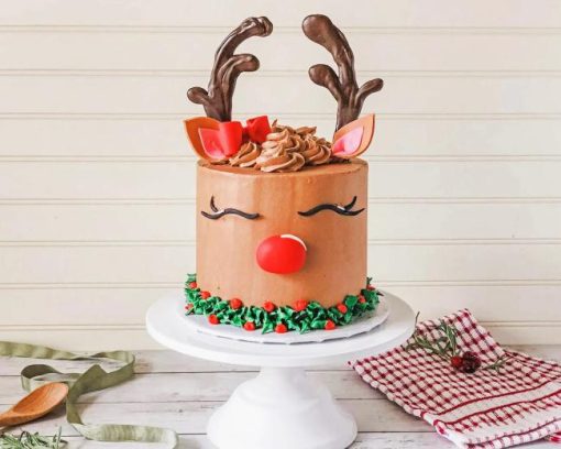 Christmas Reindeer Cake Diamond Painting