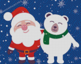 Polar Bears And Santa Claus diamond painting