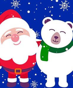 Polar Bears And Santa Claus diamond painting