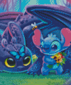 Cute Stitch And Toothless Diamond Paintings