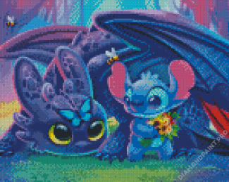 Cute Stitch And Toothless Diamond Paintings