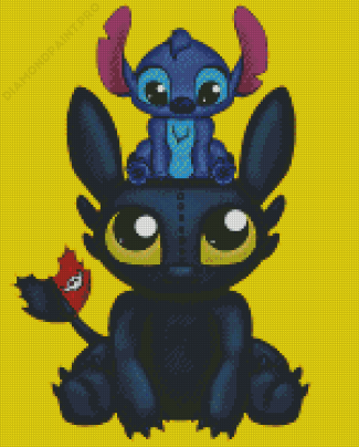 Stitch And Toothless Diamond Paintings