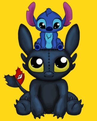 Stitch And Toothless Diamond Paintings