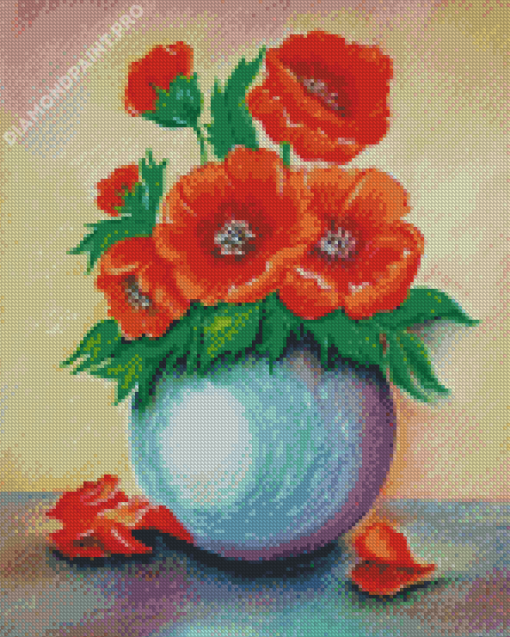 Red Potted Flowers Diamond Painting