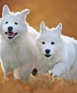 White Swiss Shepherd Puppies Diamond Painting