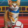 Cat Playing Football Diamond Painting