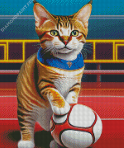 Cat Playing Football Diamond Painting