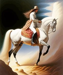 Cowboy And White Horse Diamond Painting