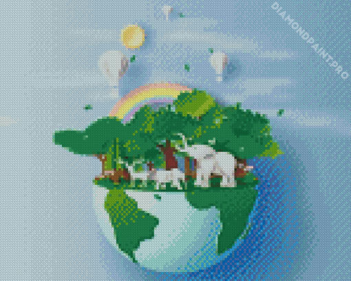Happy Animals Earth Day Diamond Painting