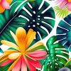 Tropical Leaves And Flowers Diamond Painting