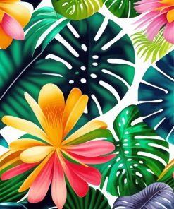 Tropical Leaves And Flowers Diamond Painting