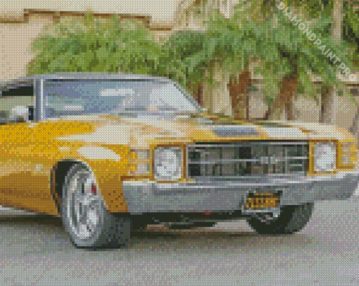 71 Chevrolet Chevelle Yellow Car Diamond Painting