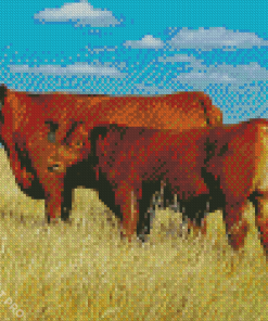 Brown Angus Cow And Calf Diamond Painting