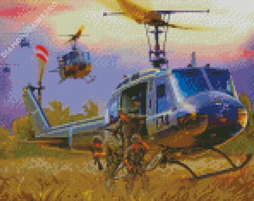Huey Military Helicopter Diamond Painting