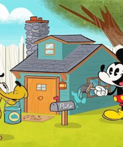 Mickey And Pluto Dog Diamond Painting