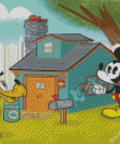 Mickey And Pluto Dog Diamond Painting