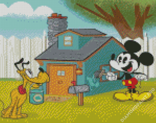 Mickey And Pluto Dog Diamond Painting