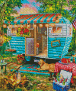 Vanlife Forest Camp Diamond Painting