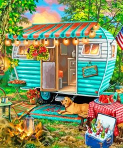 Vanlife Forest Camp Diamond Painting