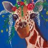 Giraffe With Flowers Diamond Painting