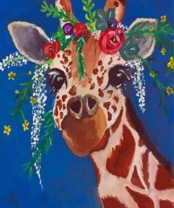 Giraffe With Flowers Diamond Painting