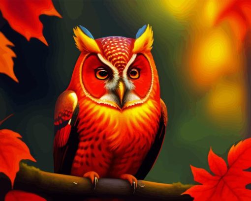 Autumn Orange Owl Diamond Painting