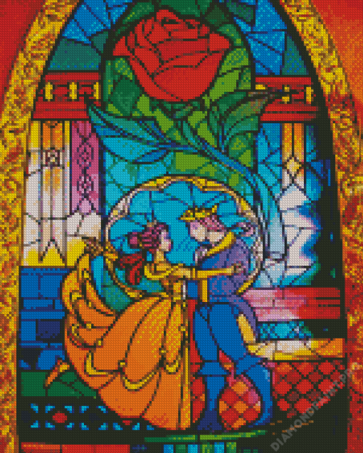 Beauty And The Beast Stained Glass Diamond Painting