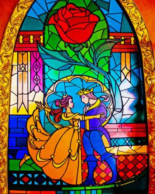 Beauty And The Beast Stained Glass Diamond Painting