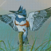 Belted Kingfisher On Branch Art Diamond Painting