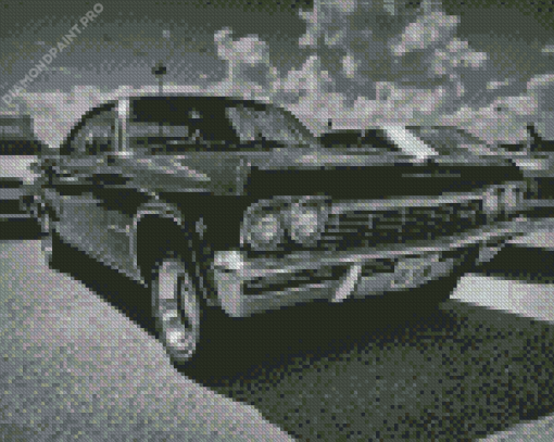 Black And White 1965 Impala Diamond Painting