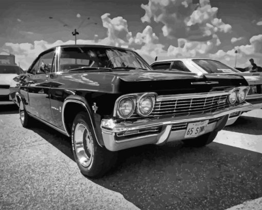 Black And White 1965 Impala Diamond Painting