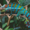 Blue Tropical Chameleon Reptile Diamond Painting