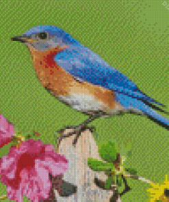 Bluebird On Flowers Diamond Painting