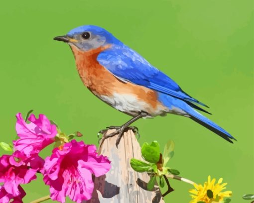 Bluebird On Flowers Diamond Painting