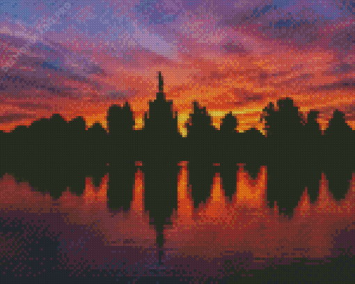 Bushy Park Sunset Silhouette Diamond Painting