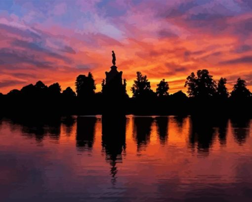 Bushy Park Sunset Silhouette Diamond Painting