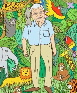 David Attenborough And Animals Diamond Painting