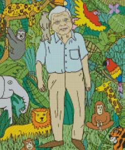 David Attenborough And Animals Diamond Painting