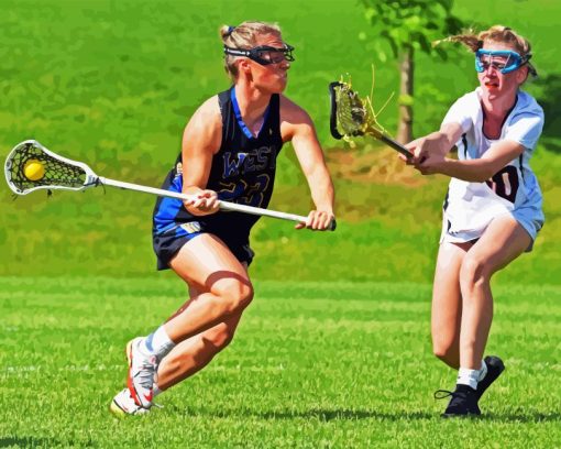 Girls Playing Lacrosse Diamond Painting