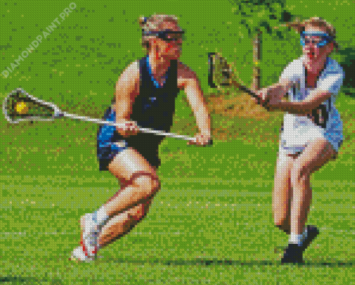 Girls Playing Lacrosse Diamond Painting