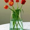 Glass Vase And Red Tulips Flower Diamond Painting