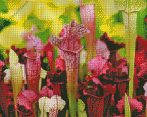 Green And Purple Carnivorous Plant Diamond Painting