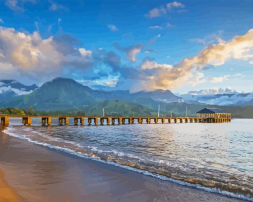 Hanalei Bay Beach In Hawaii Diamond Painting