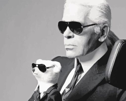 Karl Lagerfeld With Dog Diamond Painting